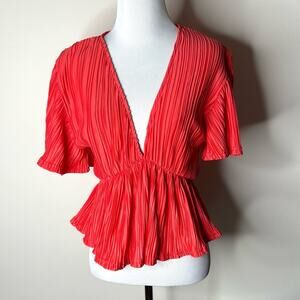 Orange Frill Peplum Waist Top